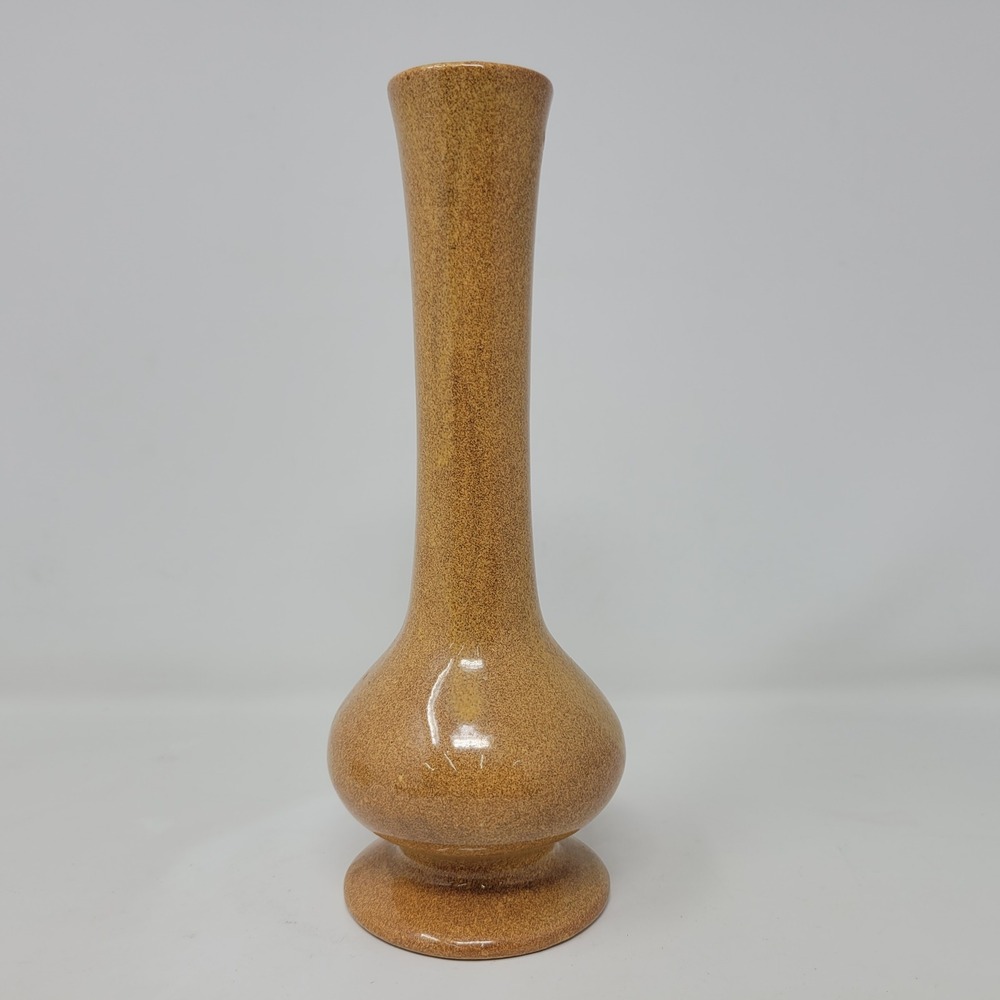 Haeger Teleflora‎ TF 4 Speckled Tan Ceramic Bud Vase USA 1977 MCM 8.25"